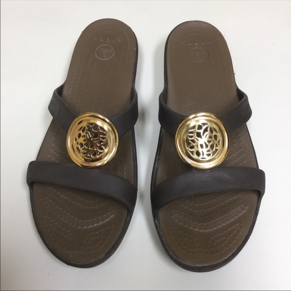crocs gold sandals